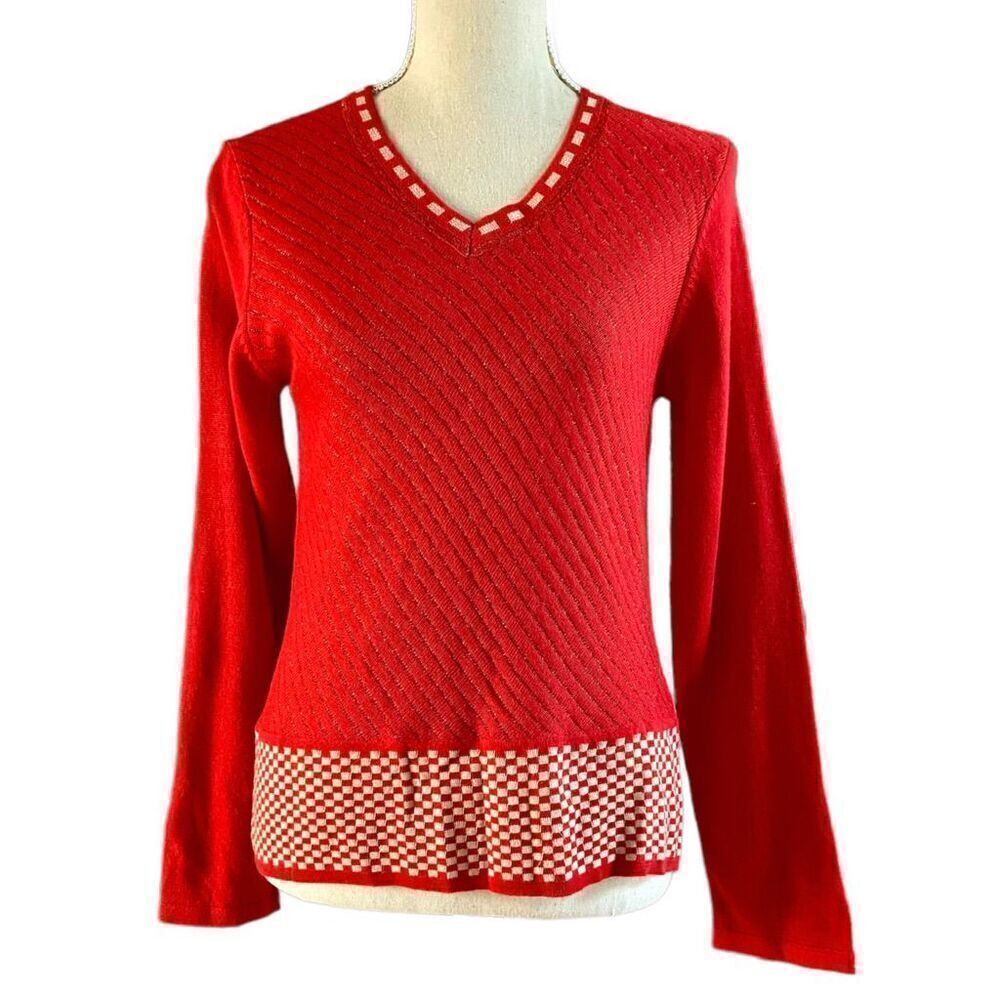 Vintage Plein Futur Paris Red Knit Sweater Top XS